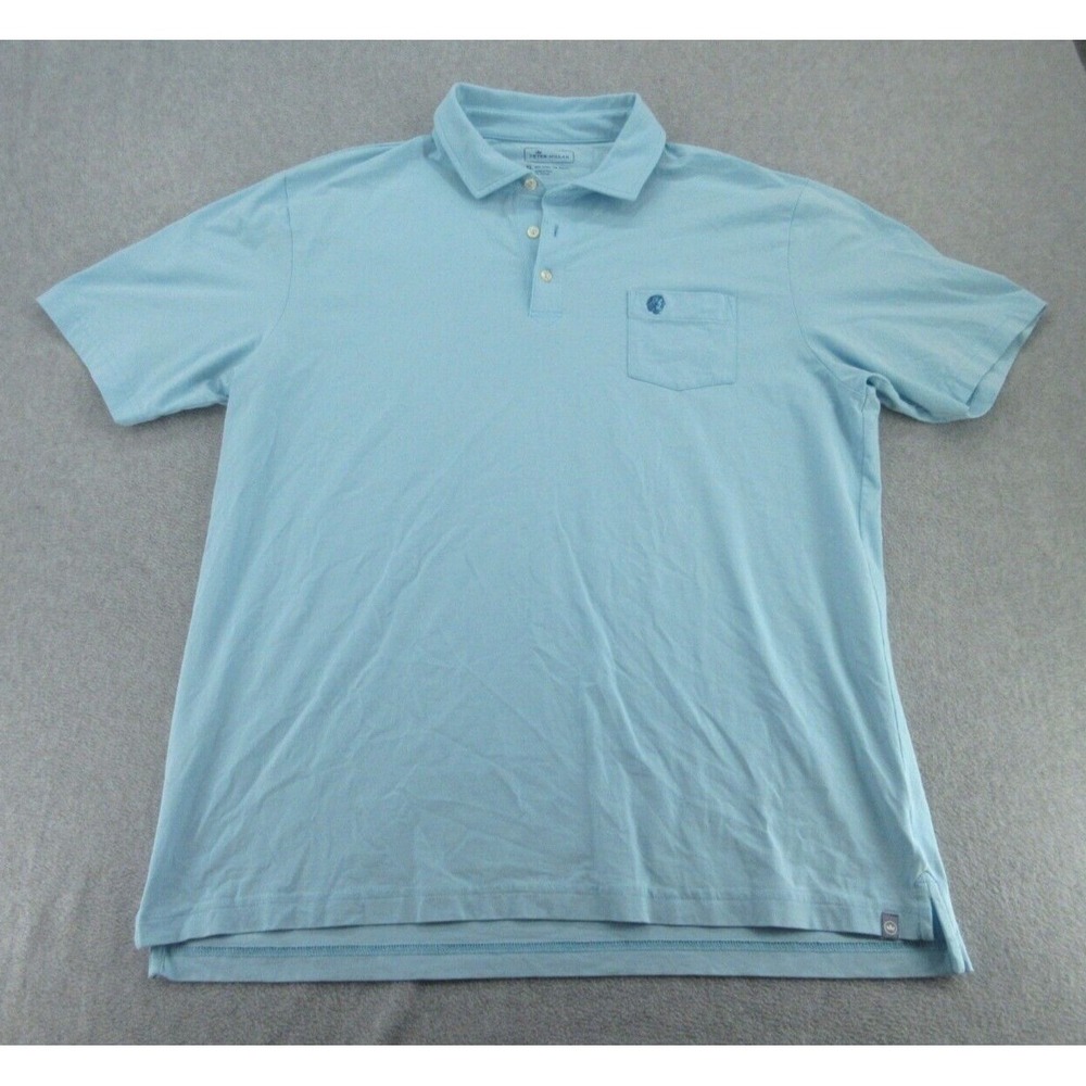 Peter Millar Mens Polo Shirt Classic Fit Light Blue Short Sleeve Pocket XL